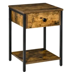HOMCOM Industrial End Table With Storage Shelf, Accent Side Table With Drawer For Living Room, Or Bedroom -Homcom GUEST c69b9cf8 0124 423a 8de3 ae387ab7fe86