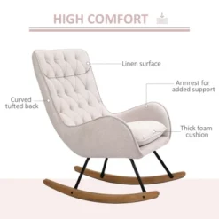 HomCom Mid-Century Tufted Wingback Fabric Rocking Chair 11 HomCom Mid-Century Tufted Wingback Fabric Rocking Chair -Homcom GUEST c6d25e1a c36d 483e a832 b6cdffa84c53