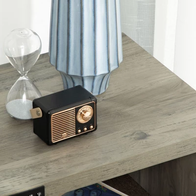 HOMCOM Farmhouse Side Table With 1 Drawer, 1 Open Shelf And Tabletop For Living Room, Set Of 2, Gray Oak 4 HOMCOM Farmhouse Side Table With 1 Drawer, 1 Open Shelf And Tabletop For Living Room, Set Of 2, Gray Oak - Image 4