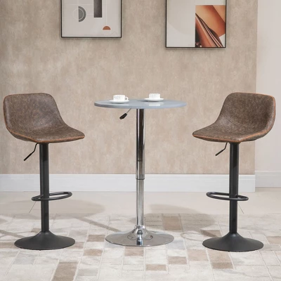 HOMCOM Adjustable Bar Stools Set Of 2, Swivel Bar Height Chairs Barstools Padded With Back For Kitchen, Counter, And Home Bar 2 HOMCOM Adjustable Bar Stools Set Of 2, Swivel Bar Height Chairs Barstools Padded With Back For Kitchen, Counter, And Home Bar - Image 2