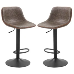 HOMCOM Adjustable Bar Stools Set Of 2, Swivel Bar Height Chairs Barstools Padded With Back For Kitchen, Counter, And Home Bar 18 HOMCOM Adjustable Bar Stools Set Of 2, Swivel Bar Height Chairs Barstools Padded With Back For Kitchen, Counter, And Home Bar -Homcom GUEST cbd6bb1b 61c9 4eac 87fa 426a3a5612ff