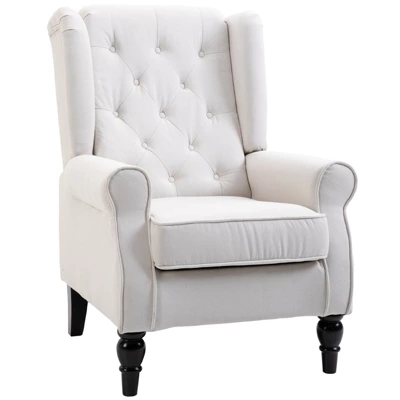 HOMCOM Button-Tufted Accent Chair With High Wingback, Rounded Cushioned Armrests And Thick Padded Seat 7 HOMCOM Button-Tufted Accent Chair With High Wingback, Rounded Cushioned Armrests And Thick Padded Seat - Image 7
