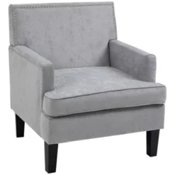 HOMCOM Modern Accent Chair, Upholstered Living Room Chair With Solid Wood Legs And Nailhead Trim, Armchair 13 HOMCOM Modern Accent Chair, Upholstered Living Room Chair With Solid Wood Legs And Nailhead Trim, Armchair -Homcom GUEST d2df4bae 2c08 406f a2da 67f70ed0a01b