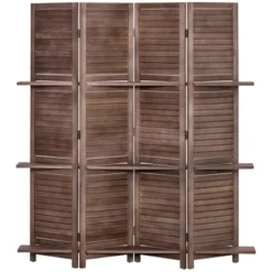 HOMCOM 4-Panel Folding Room Divider, 5.6 Ft Freestanding Paulownia Wood Privacy Screen Panel With Storage Shelves For Bedroom Or Office 9 HOMCOM 4-Panel Folding Room Divider, 5.6 Ft Freestanding Paulownia Wood Privacy Screen Panel With Storage Shelves For Bedroom Or Office -Homcom GUEST da1d7207 b99b 4dde 8953 c80a55f0c6b2