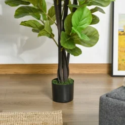 HOMCOM 4.5FT Artificial Fiddle Leaf Fig Tree, Faux Decorative Plant In Nursery Pot For Indoor Or Outdoor Décor 8 HOMCOM 4.5FT Artificial Fiddle Leaf Fig Tree, Faux Decorative Plant In Nursery Pot For Indoor Or Outdoor Décor -Homcom GUEST dbbb5aea df27 454c 8831 0e89f6961999