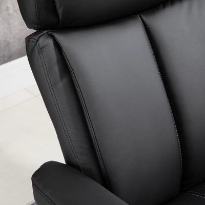 HOMCOM Recliner Chair With Ottoman, 360° Swivel Reclining Chair With Wood Base And Matching Footrest, Black 4 HOMCOM Recliner Chair With Ottoman, 360° Swivel Reclining Chair With Wood Base And Matching Footrest, Black - Image 4