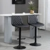 HOMCOM Adjustable Bar Stools Set Of 2, Counter Height Barstools With Swivel Seat Round Steel Base, And Footrest, ‎Black