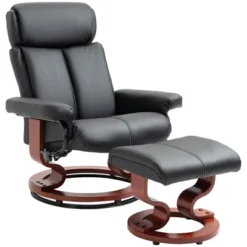 HOMCOM Recliner Chair With Ottoman, 360° Swivel Reclining Chair With Wood Base And Matching Footrest, Black 7 HOMCOM Recliner Chair With Ottoman, 360° Swivel Reclining Chair With Wood Base And Matching Footrest, Black -Homcom GUEST ebccf747 9056 4fe2 8914 c7e5908972b4