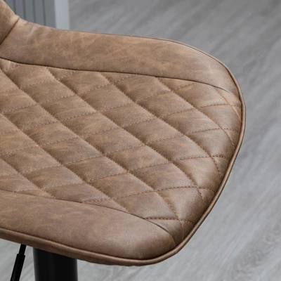 HOMCOM Adjustable Bar Stools Set Of 2, Counter Height Barstools With Swivel Seat Round Steel Base, And Footrest, Dark Brown 5 HOMCOM Adjustable Bar Stools Set Of 2, Counter Height Barstools With Swivel Seat Round Steel Base, And Footrest, Dark Brown - Image 5