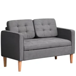 HOMCOM Modern 2-Seater Loveseat Button-Tufted Fabric Couch With Storage Chest, Cushions And Rubberwood Legs For Living Room 11 HOMCOM Modern 2-Seater Loveseat Button-Tufted Fabric Couch With Storage Chest, Cushions And Rubberwood Legs For Living Room -Homcom GUEST f3dfa9f2 3118 42ef a720 46204fd3557a