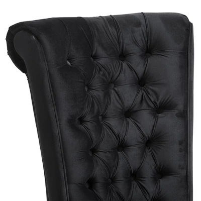 HOMCOM High Back Accent Chair, Upholstered Armless Chair, Retro Button-Tufted Royal Design With Thick Padding And Rubberwood Leg, Black 4 HOMCOM High Back Accent Chair, Upholstered Armless Chair, Retro Button-Tufted Royal Design With Thick Padding And Rubberwood Leg, Black - Image 4
